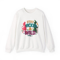 Stay Wicked And Wild Sweatshirt | Sød heks og pige grafisk rund hals | Retro magisk hyggelig hættetrøje | Hekseagtig æstetisk pullover gave til hende