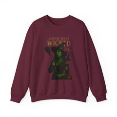 Born to Be Wicked Sweatshirt | Green Witch Halloween Crewneck | Spooky Witchy Graphic Sweater | Fall Gothic Aesthetic Pullover Unisex
