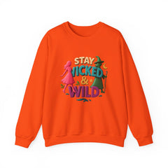 Stay Wicked And Wild Sweatshirt | Sød heks og pige grafisk rund hals | Retro magisk hyggelig hættetrøje | Hekseagtig æstetisk pullover gave til hende