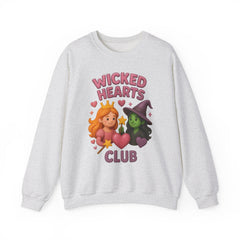 Wicked Hearts Club Sweatshirt | Cute Witch & Princess Emoji Graphic | Cozy Fall Halloween Crewneck | Kawaii Spooky Season Sweater