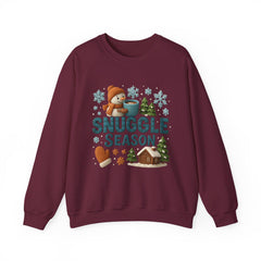 Snuggle Season Sweatshirt, 3D Snowman Hot Cocoa Sweater, Clay Art Winter Crewneck, Cozy Cabin Holiday Gift for Her