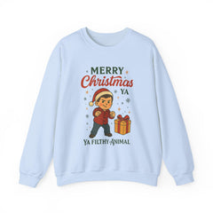 Merry Christmas Ya Filthy Animal Sweatshirt | Funny Christmas Shirt | Retro Holiday Graphic Pullover | Cozy Xmas Gift for Her or Him