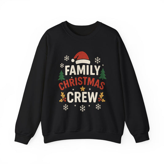 Family Christmas Crew Sweatshirt | Santa Hat Trees Snowflakes | Matching Holiday Outfit | Festive Xmas Crewneck | Cozy Winter Sweater