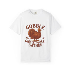Gobble Giggle Gather Shirt | Vintage Thanksgiving Turkey Tee | Fall Graphic Tee | Retro Autumn Shirt | Funny Turkey Unisex T-Shirt, Gift