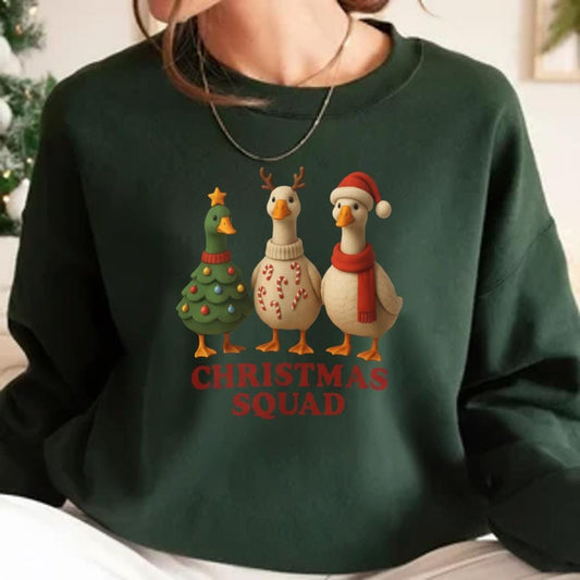 Christmas Squad Ducks Sweatshirt - Cute Holiday Duck Trio Crewneck - Funny Christmas Sweater - Cozy Winter Animal Xmas Shirt Unisex