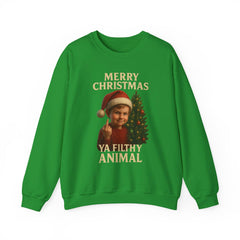 Merry Christmas Ya Filthy Animal Crewneck Sweatshirt | Retro Santa Kid Funny Holiday Sweater | Offensive Christmas Shirt Unisex Gift