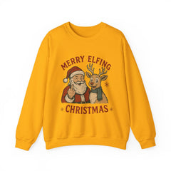Funny Santa Middle Finger Sweatshirt, Merry Elfing Christmas Sweater, Offensive Christmas Gift, Black Holiday Crewneck Unisex Chrismast