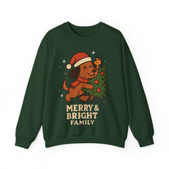 Merry & Bright Dog Christmas Sweatshirt, Holiday Puppy Crewneck, Funny Dog Mom Gift, Family Matching Xmas Sweater, Pet Lover Gift