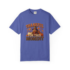 Thankful For This Moment Thanksgiving T-Shirt - Cute Turkey Fall Tee - Autumn Leopard Print Graphic Shirt - Cozy Holiday Outfit