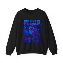 Believe in the Magic Christmas Sweatshirt | Neon Cyberpunk Santa Shirt | Futuristic Glow Holiday Pullover | Cozy Winter Gift for Her
