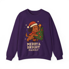 Merry & Bright Dog Christmas Sweatshirt, Holiday Puppy Crewneck, Funny Dog Mom Gift, Family Matching Xmas Sweater, Pet Lover Gift