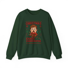 Christmas Chaos Coordinator Sweatshirt, Funny Ugly Sweater Style Crewneck | Holiday Host Gift | Mom Dad Family Xmas Jumper, Festive Pullover