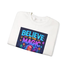 Cyberpunk Christmas Sweatshirt | Believe in the Magic Neon Xmas Shirt | Futuristic Santa Holiday Gift | Glow Lights Christmas Pullover