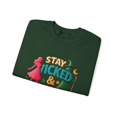 Stay Wicked And Wild Sweatshirt | Sød heks og pige grafisk rund hals | Retro magisk hyggelig hættetrøje | Hekseagtig æstetisk pullover gave til hende