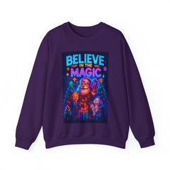 Cyberpunk Christmas Sweatshirt | Believe in the Magic Neon Xmas Shirt | Futuristic Santa Holiday Gift | Glow Lights Christmas Pullover